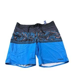 Patagonia Blue Black Native Print Boardshort Size 36 NWT